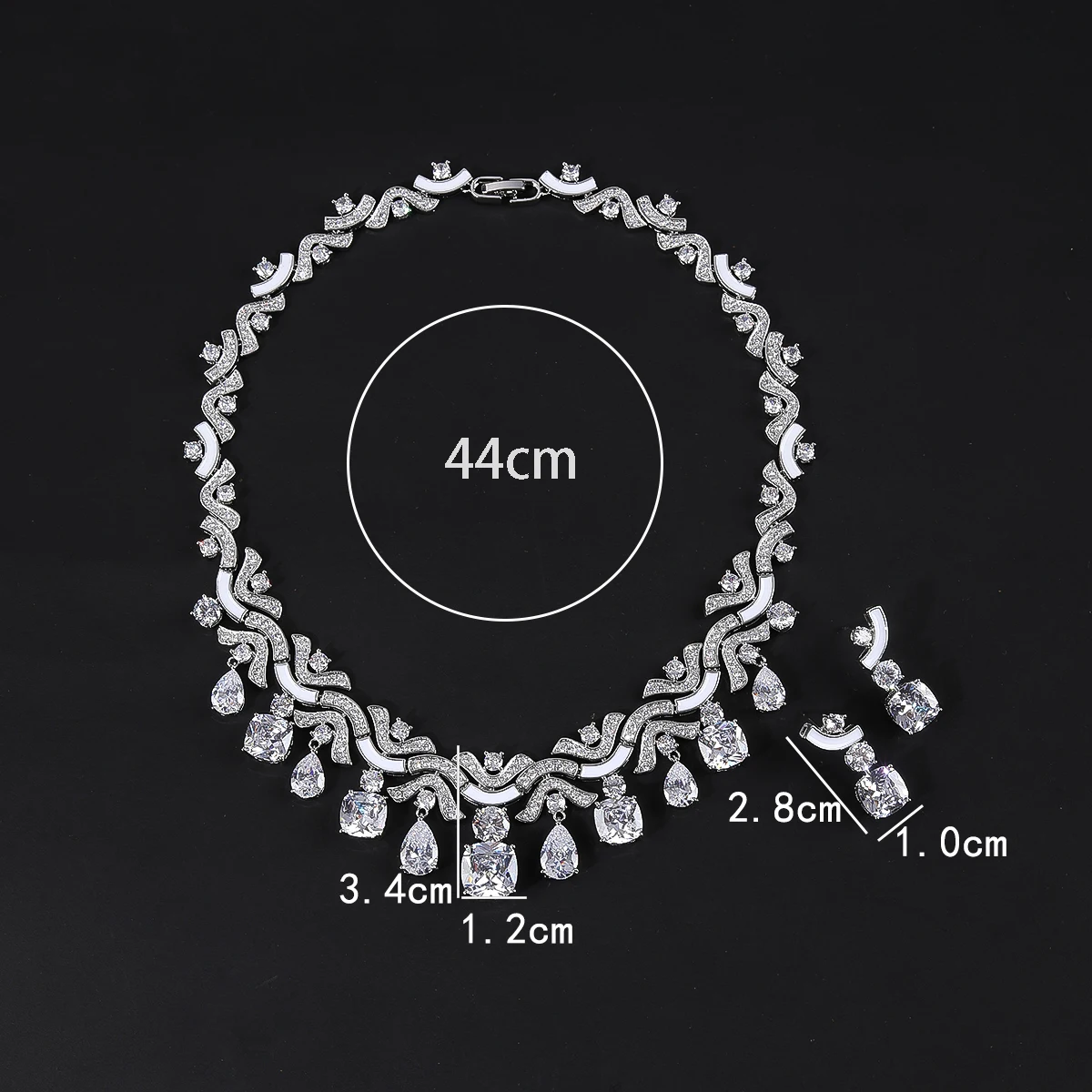 Luxury Cubic Zirconia ,Colors, White , Green, Earrings Necklace Jewelry Sets for Women Bridal Wedding Costume Accessories CN1090