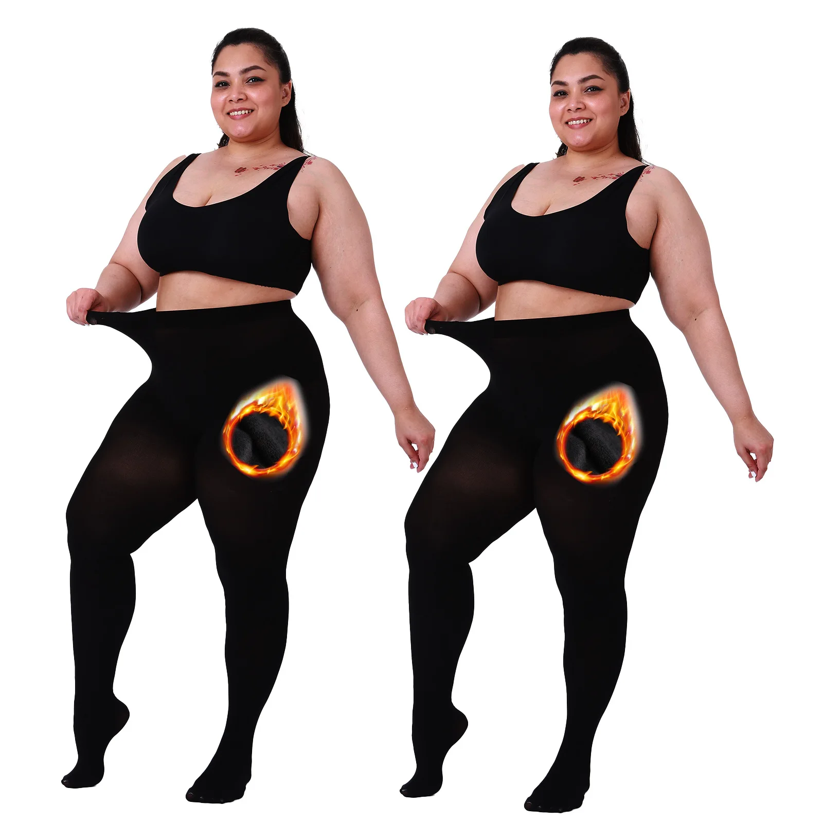

Thermal 200D Plus-Size Opaque Tights Fleece-Lined Winter Leggings Skinny Pantyhose for Women Clothing 5XL 6XL