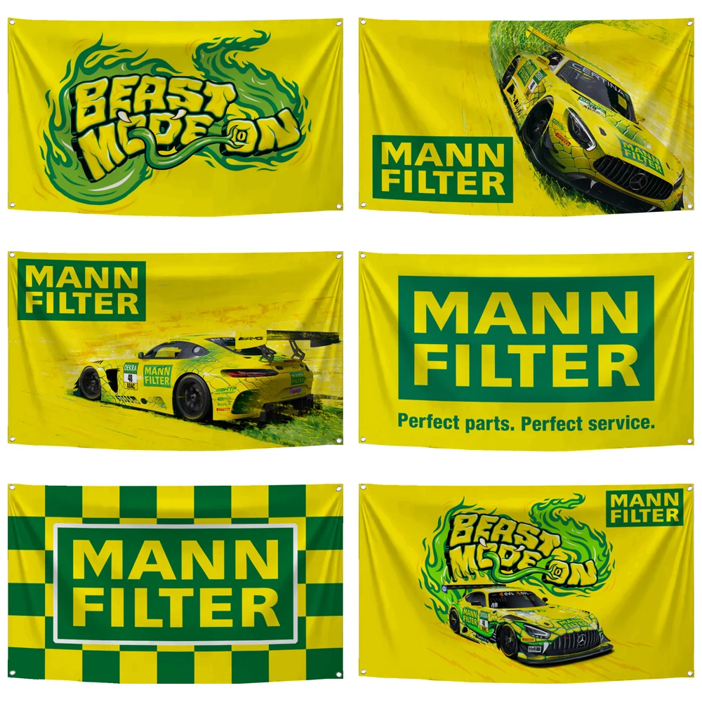 2×3ft 3×5ft Mann Filters Flag Polyester Digital Printed Racing car Tapestry Curtain For Decor