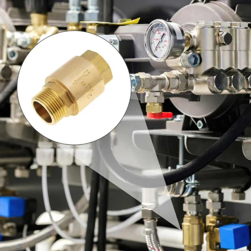 Strong Brass Way Check Valves 3/4 Inch Threaded Inline Spring Loaded Connector for Water Systems and Storage Tanks