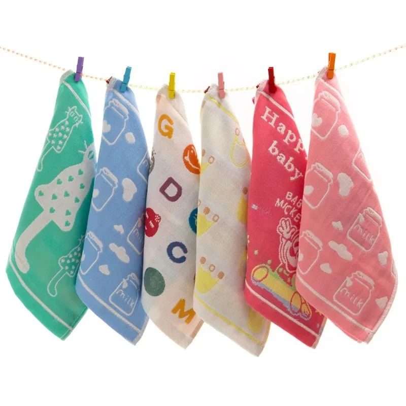 27*27cm Square Baby Bibs Elephant Cat Mushroom Rabbit Pattern Rag Toddler Infant Bib Scarf Kids Feeding Saliva Towel Tissue