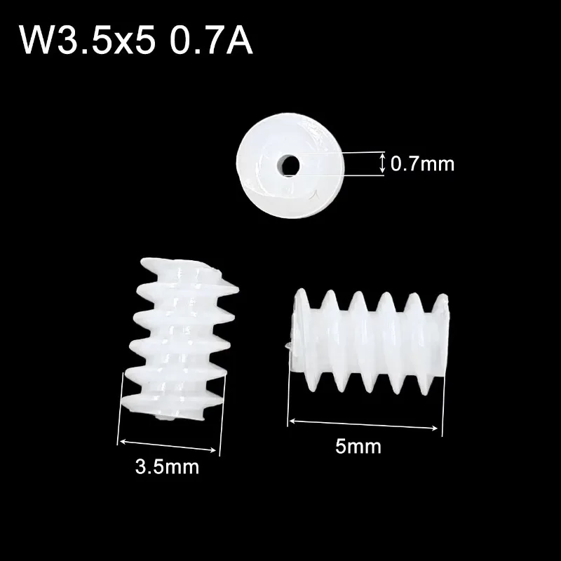 100pcs/lot 3.5*5mm 0.7A 0.3M Worm Gear Turbine Pinion Hole 0.7MM Plastic Gear Toy Accessories Technology Parts