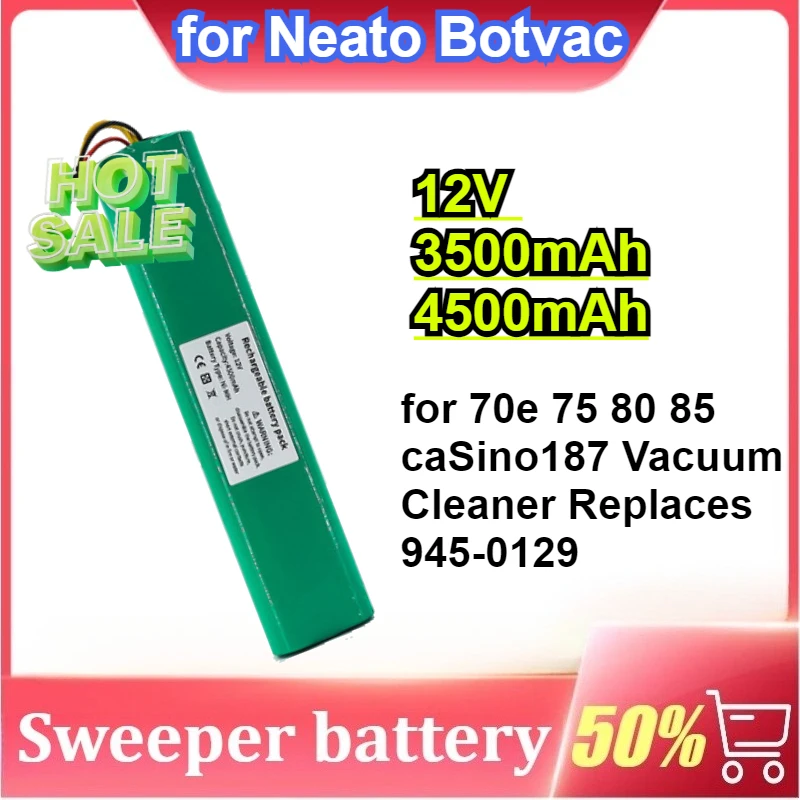 

NI-MH 12V 3500mAh/4500mAh Replacement Battery for Neato Botvac 70e 75 80 85 caSino187 Vacuum Cleaner (Replaces 945-0129)