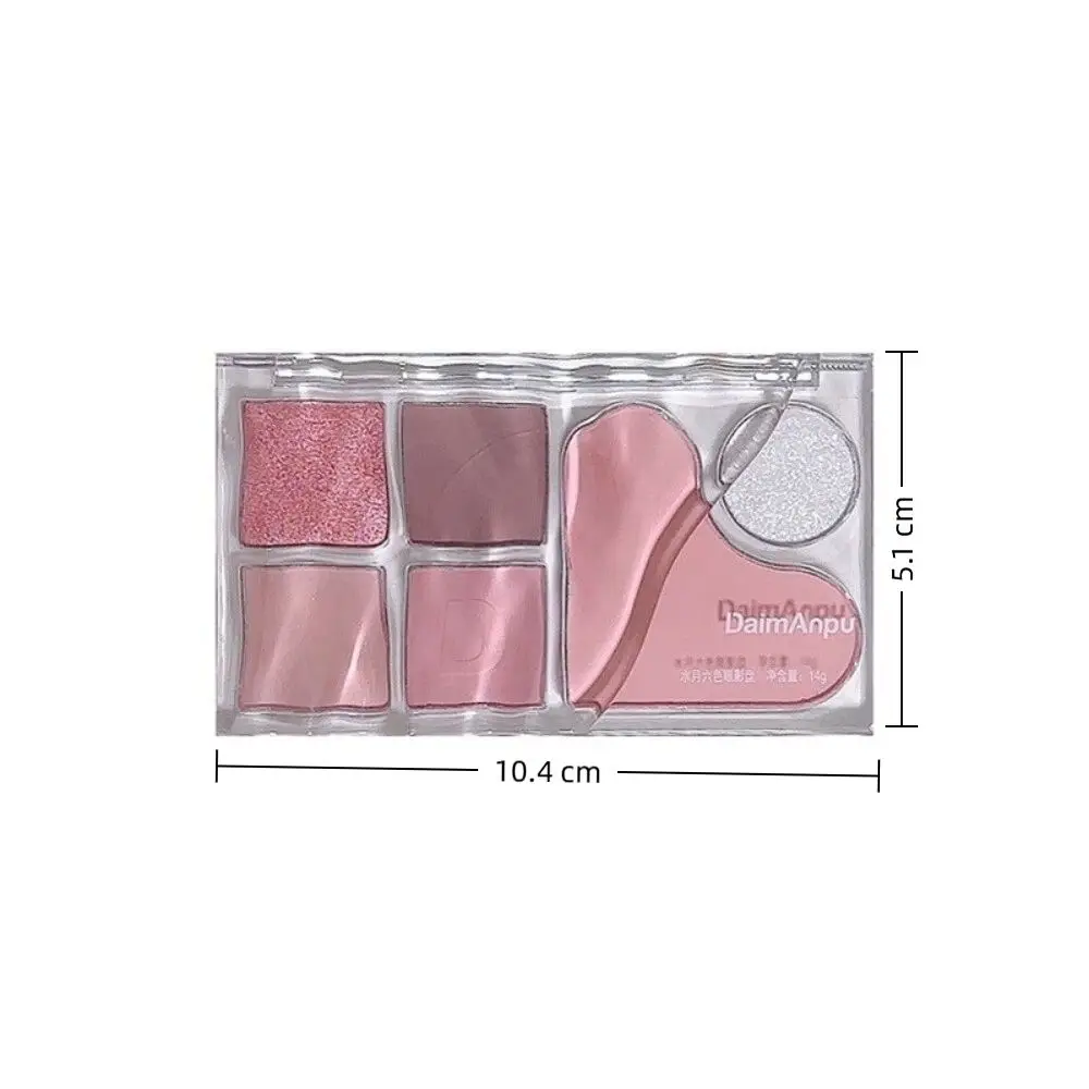 Palette de fards à paupières 6 couleurs, Nude, mélangeable, mat, longue durée, nacré, rose, paillettes