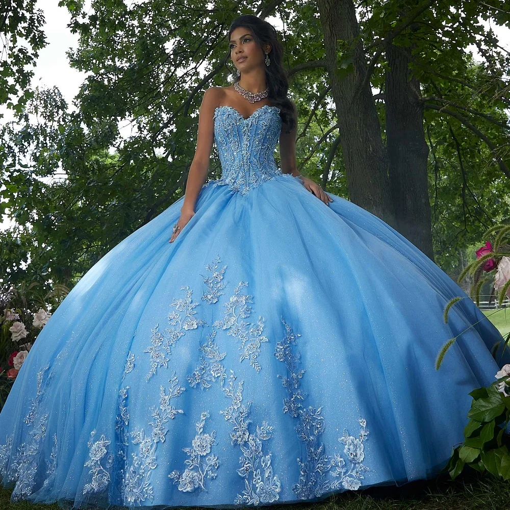 EVLAST Изумрудно-зеленое платье Quinceanera с длинными рукавами по индивидуальному заказу, кружевное платье с аппликацией и блестками, корсет Sweet 16, Vestido De 15 Anos TQD071