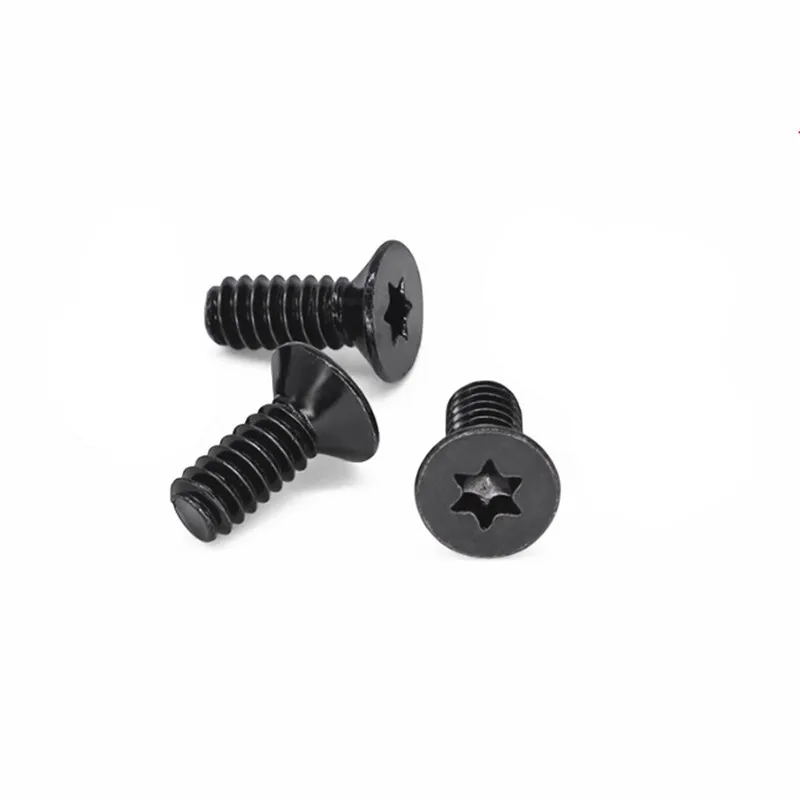 25Pcs KM 6#-32x8.4/9.1/10/11.3mm UNC Black Carbon Steel Grade 10.9 Countersunk  Six-Lobe Torx  Socket Cap Screws