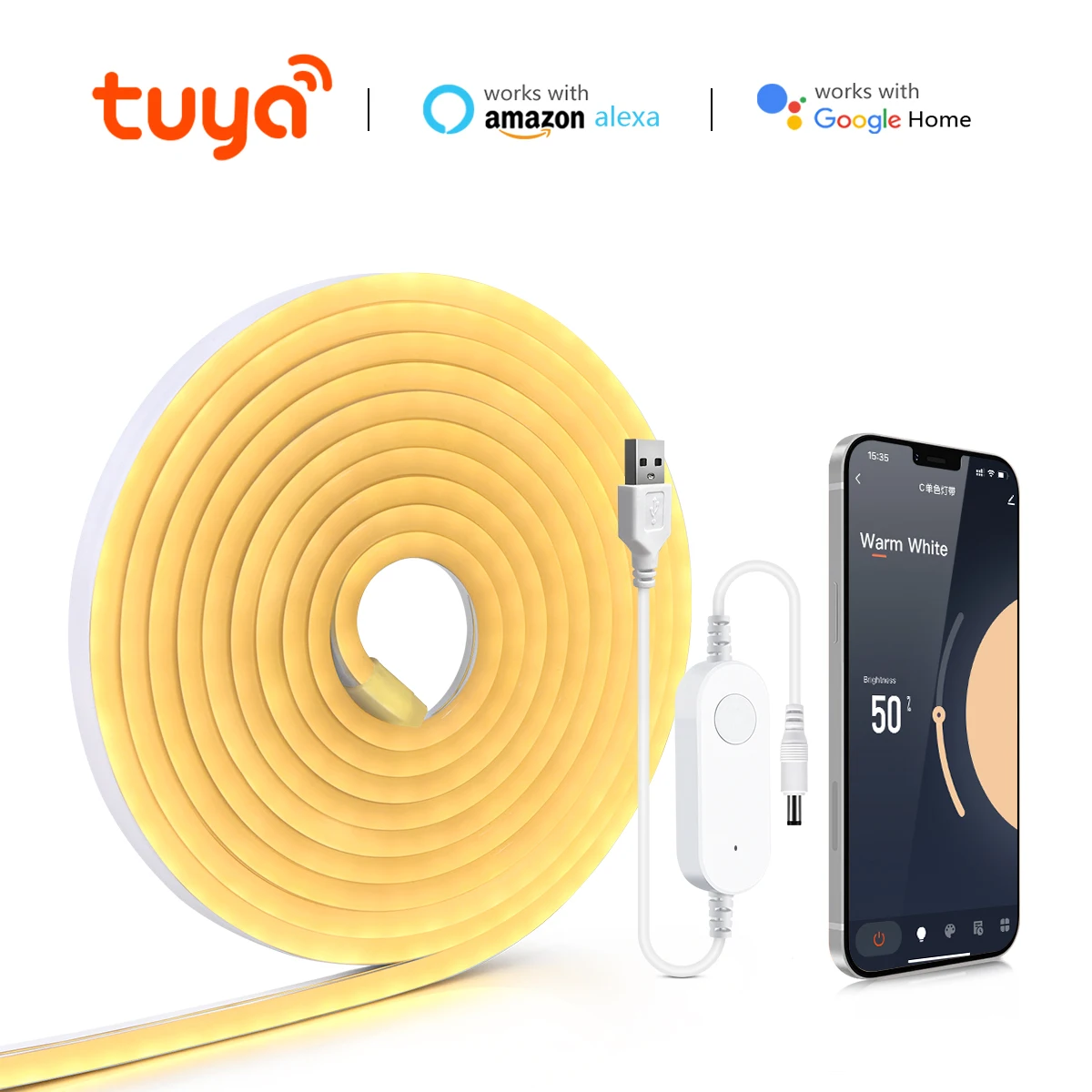 DC 5V USB Neon Light LED Strip Tuya Smart Life Wifi App Control Neon Tube Tape Garden Xmas DecorWork with Alexa,Google Home