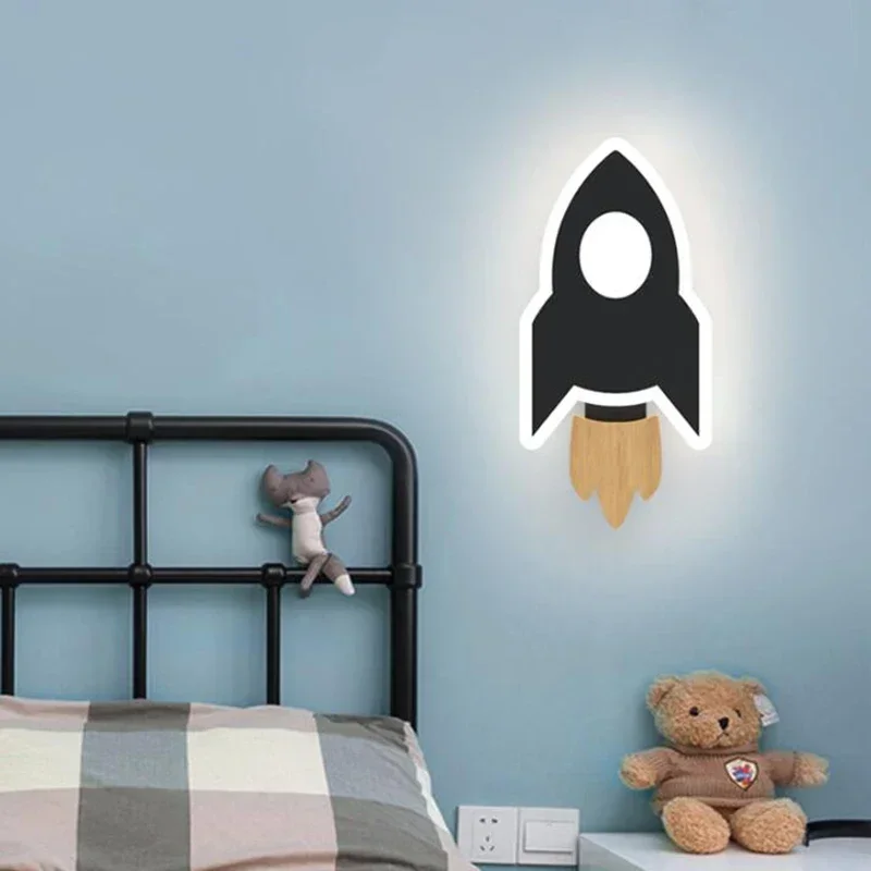 Imagem -03 - Criativo Cartoon Rocket Moon Sconce Led Star Wall Light Decoração do Quarto Lâmpadas Internas Iluminação da Sala do Miúdo