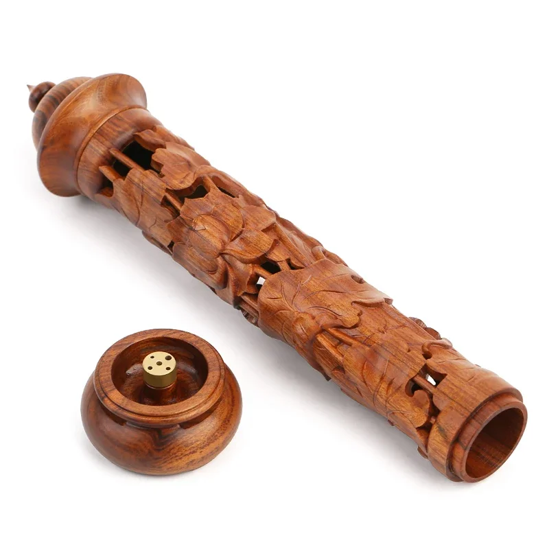 Wooden hollow lotus incense burner household indoor tea ceremony incense box agarwood incense plug