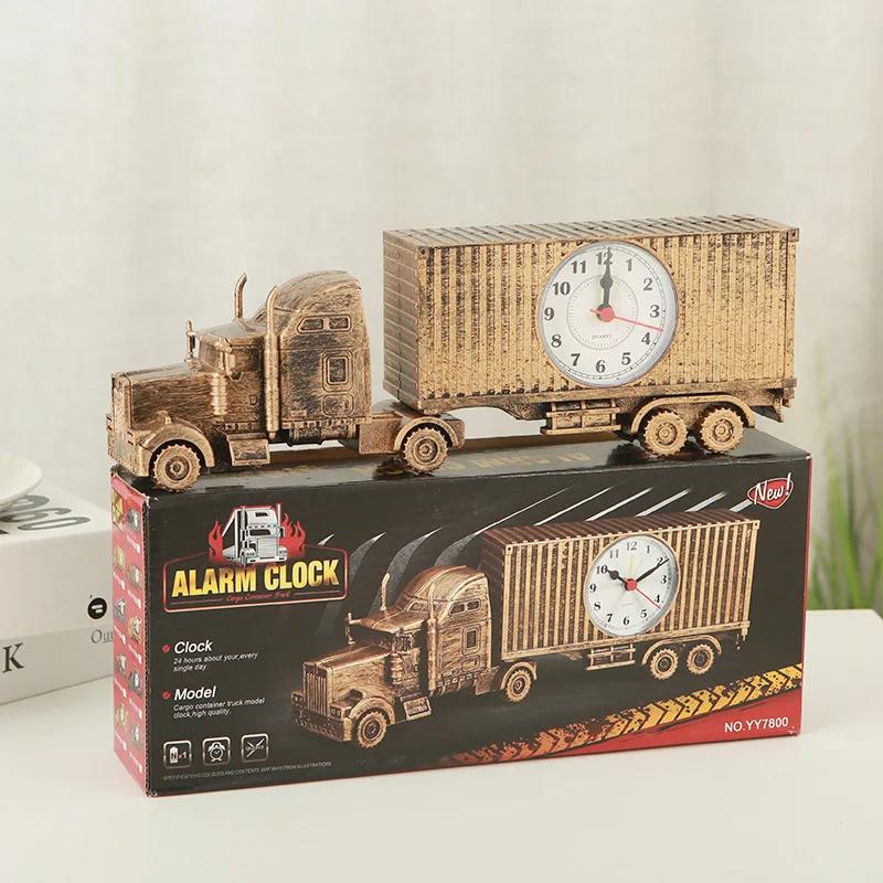 New container truck alarm clock with tow head Fashion personality creative alarm clock office study bedside home alarm clock