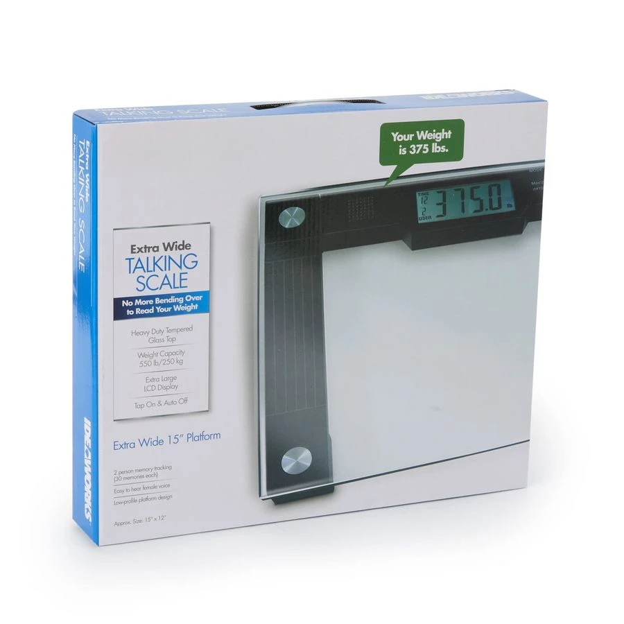 

High Capacity 550lb Talking Scale JB5824 Extra Wide Platform Visual Voice Display Large LCD Scale 330x330mm