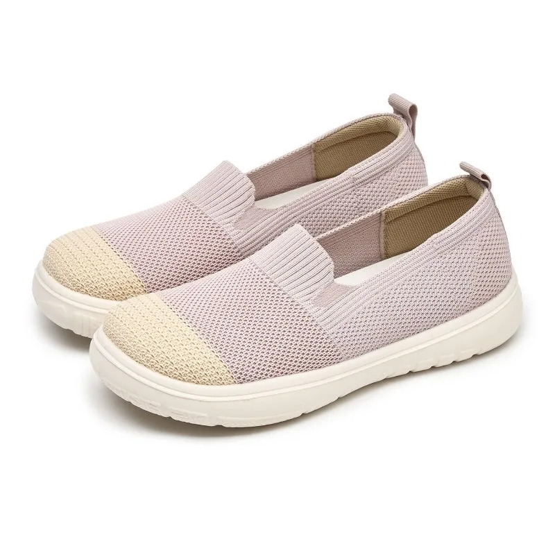 Women Slip‑on Color‑Spliced Knit Loafers Lightweight Non‑Slip Rubber Sole Breathable Flat Casual Mother Shoes view 3