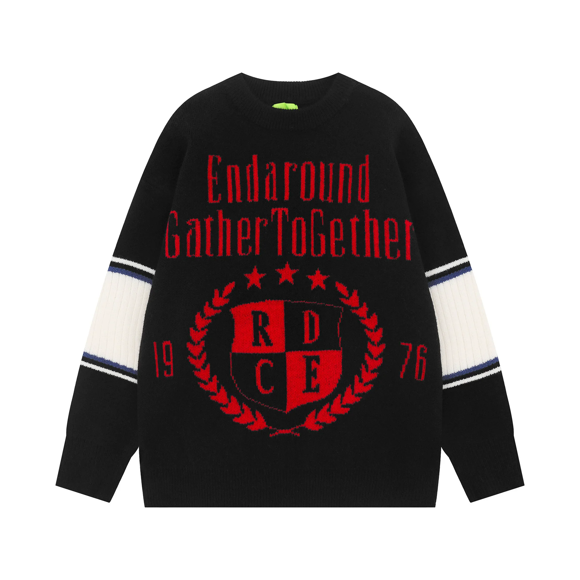 Retro patchwork trui unisex casual gebreide trui letterpatroon trui Y2K streetwear top gebreide kleding