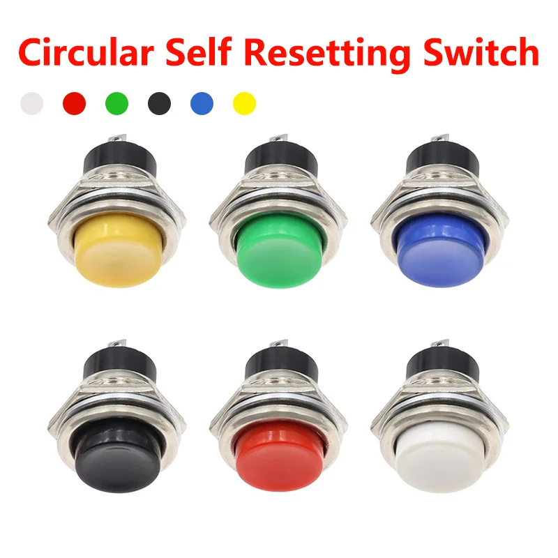 5/20PCS 16MM Power Switch Round Red Switch DS-212 Small Self-Reset Momentary Push Button Start  Compound Button Power Switch