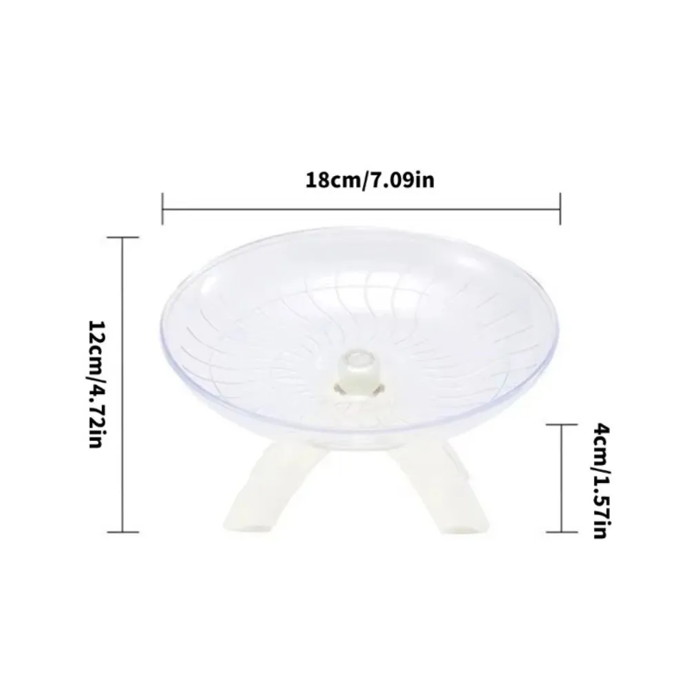 Fotografia 7: Roda voadora transparente para hamster, eixo de aço, operação silenciosa, roda de corrida de hamster, base estável, brinquedo de disco de corrida de plástico
