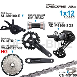 SHIMANO DEORE M6100 12speed Groupset with Shifter Rear Chain MT510 CRANKSET Bottom Bracket and  11-50T 52T Cassette Sprocket