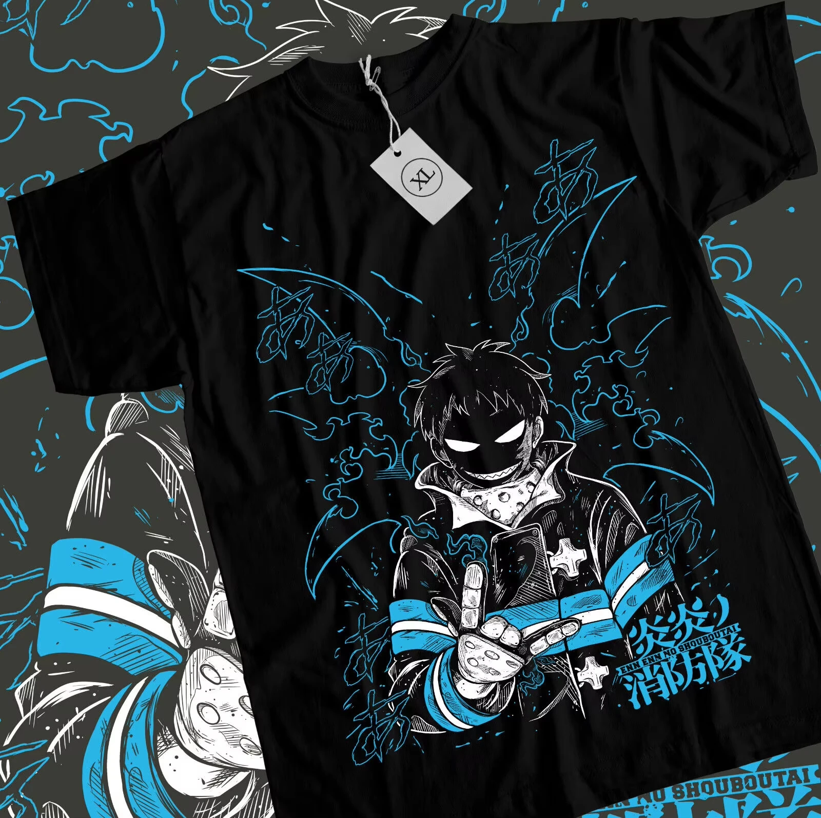 Fire Force Shinra Graphic T-shirt Vintage Washed Anime Merch Harajuku Unisex Oversized Crew Neck Cotton Short Sleeve Tee Tops