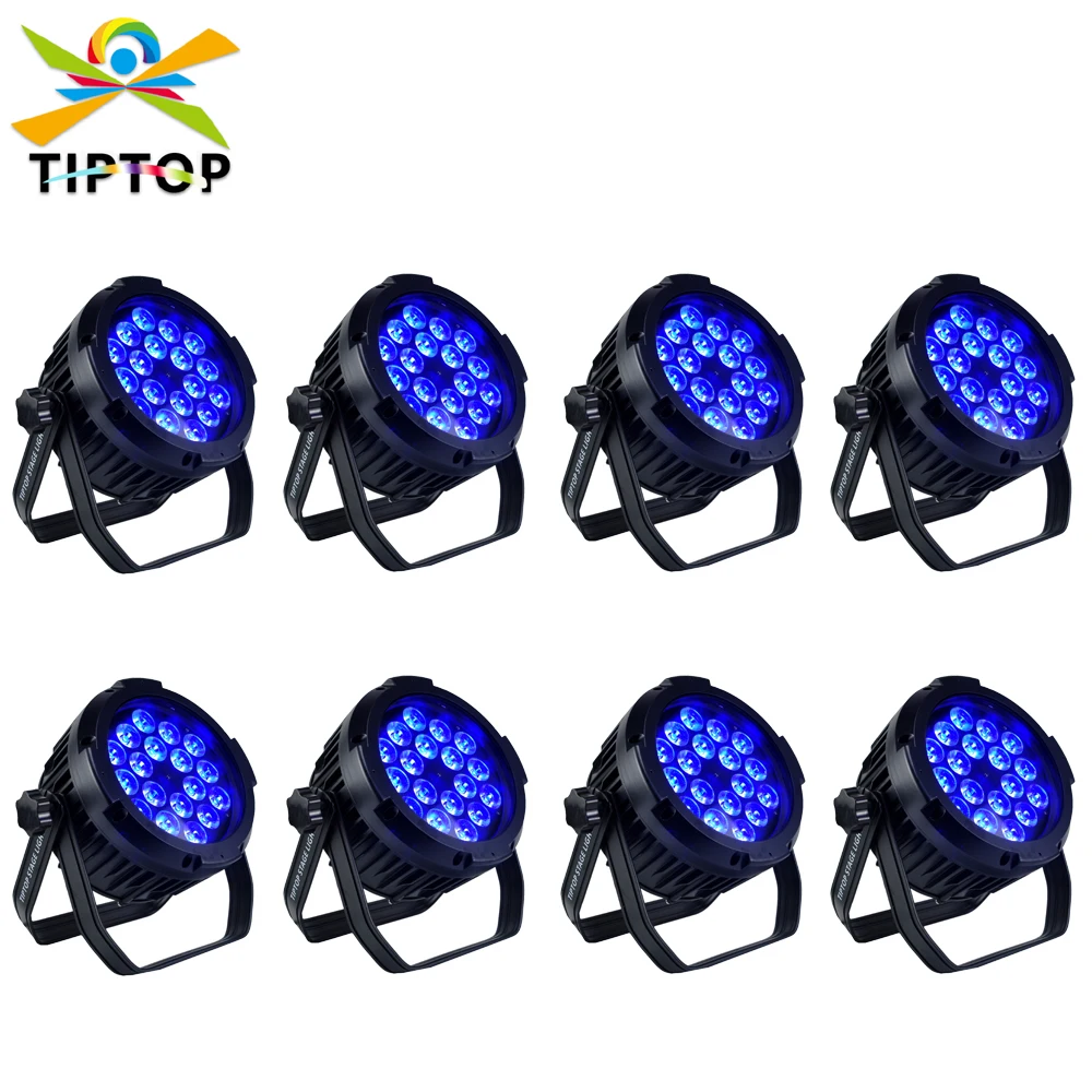 TIPTOP 8XLOT 18x18W Led Par Light DMX 6/10 Channel RGBWAP Color American DJ Flat Par 6 Colored LED Wash Can Aluminum Shell