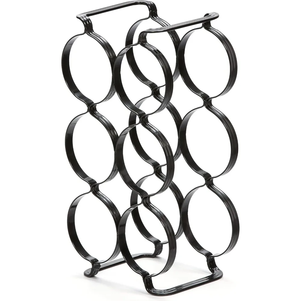 6-Bottle Countertop Wine Rack - Space-Saving Steel Organizer for Kitchen, Pantry, Fridge in Black