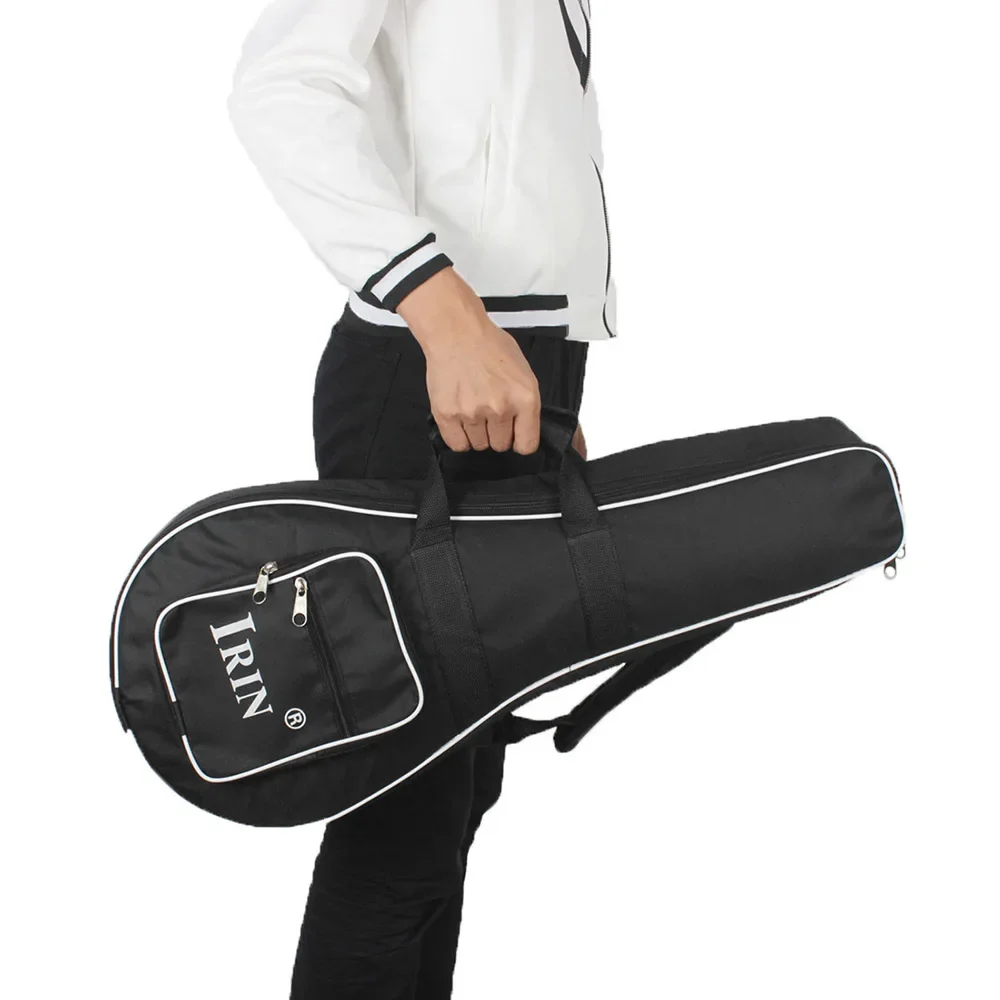 IRIN Black Mandolin Bag Portable Thickened Cotton Soft Case Guitar Mandolin Backpack Handbag Stringed Instrument Accessories