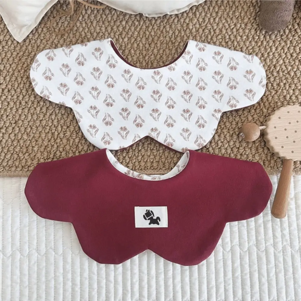 Reversible Cartoon Baby Feeding Bib Cotton Soft Texture Cute Saliva Towel Washable Absorbent Teething Bib Baby Drooling