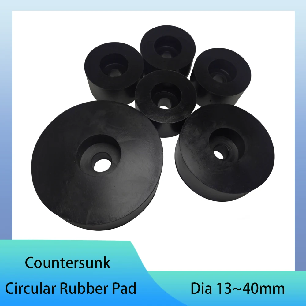 10Pcs Countersunk Circular Rubber Shock Absorber Pad Dia 13mm~40mm Large/Small Hole Cushioning Thickened Rubber Pad