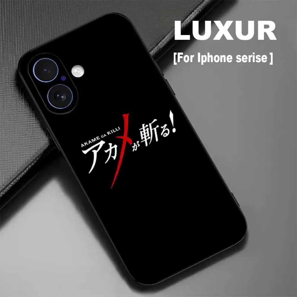 Popular Akame ga KILL Anime Phone Case For iPhone 16 15 14 13 12 11 X XR XS 8 Plus Mini Pro Max Soft black Shockproof Cover