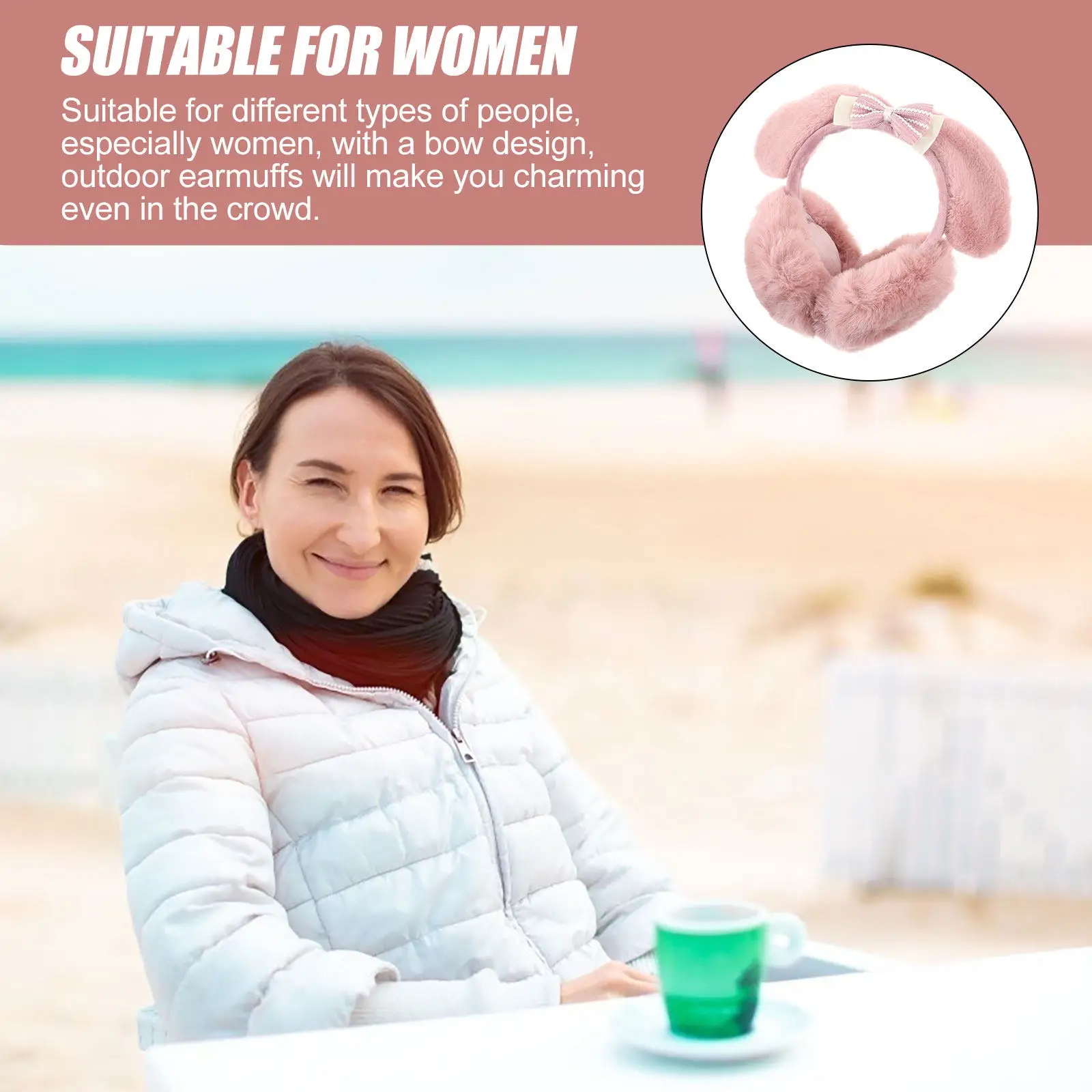 

Women Earmuff Bow Design Ear Warmers Comfortable Breathable Soft Outdoor Ear Protection Fashionable Warm Earmuffs for Women