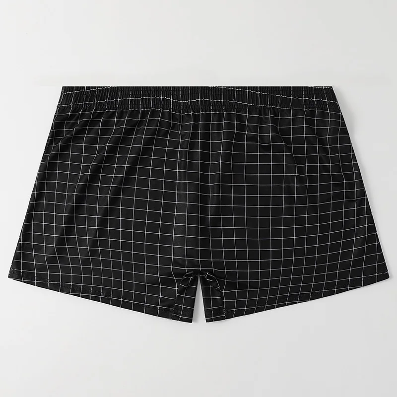 4-Piece Set Of Plaid Printed Elderly Aro Pants Casual And Loose Men's Boxer Shorts Comfortable And Breathable Underwear image 3