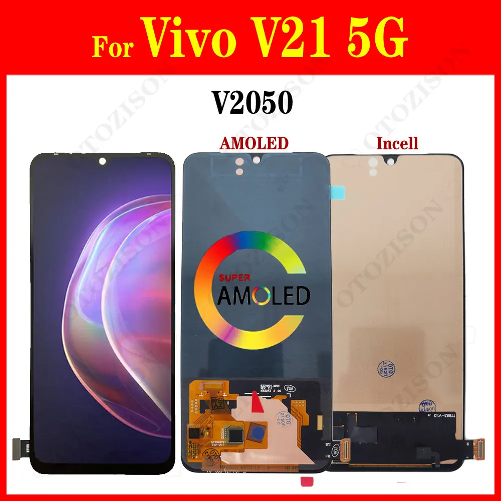 

Super AMOLED Display For Vivo V21 5G LCD V2050 Screen Touch Panel Digitizer Sensor Assembly Replacement V21 5G LCD Parts Module