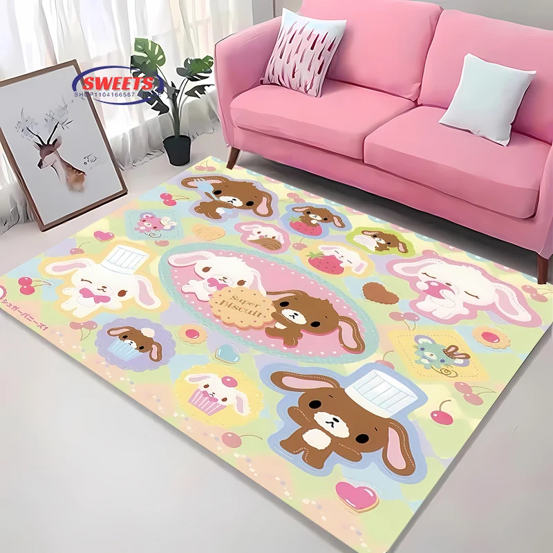 Large Area Pink Carpet S-Sugarbunnies for Home Living Room Children's Bedroom,Sofa Doormat Kitchen Floor Rug Anti-slip Decor Mat