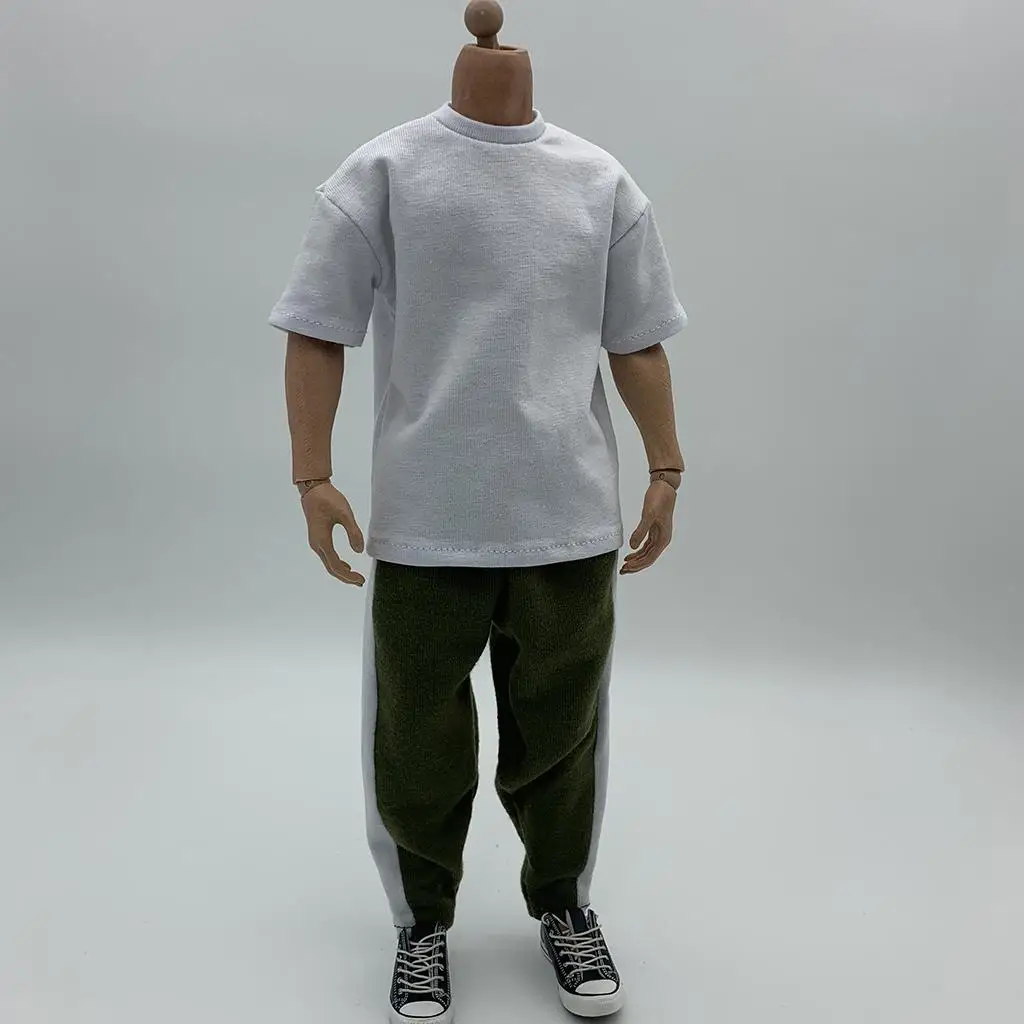 Figura de acción masculina a escala 1/6, conjunto de camiseta y pantalones de tela, ropa, muñecas