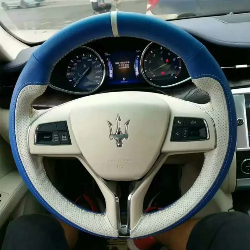 

DIY Hand-Stitched Suede Leather Car Steering Wheel Cover for Maserati Ghibli Quattroporte Levante Interior Auto Accessories