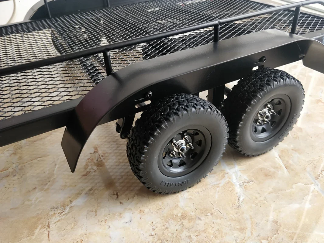 TRX4 KM2 D90 scx10 1/8 1/10 Twin Axle Metal Trailer