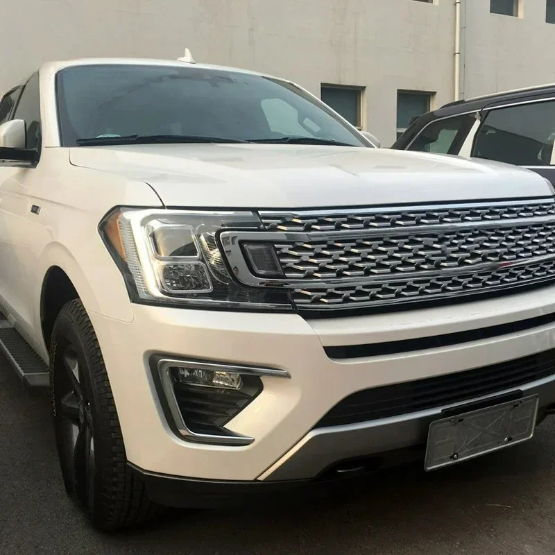 Chrome Front Fog Light Lamp Cover Decoration Sticker Trim For Ford Expedition 2018 2019 2020 ABS