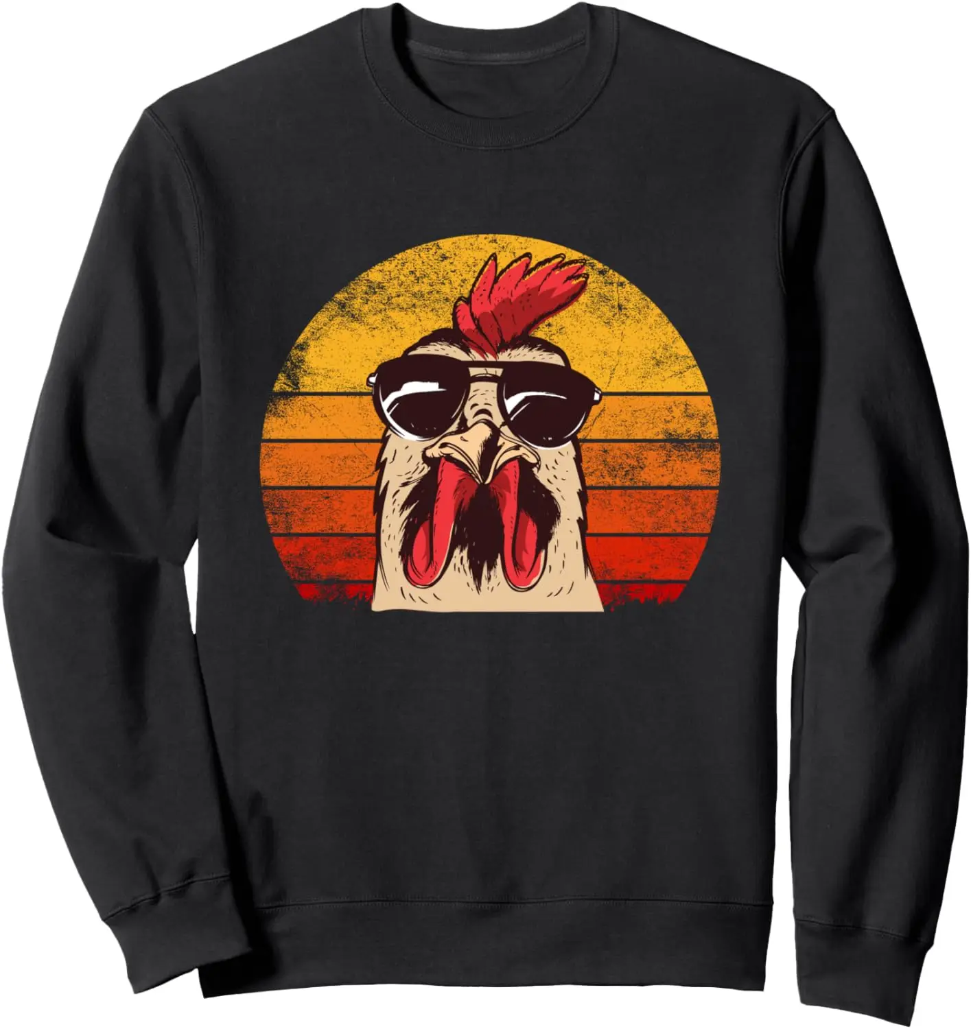 Retro Chick Farmer Gifts Cool Hen Sunglasses Funny Chicken Sweatshirt