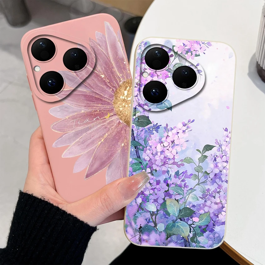 Coque para Huawei Pura 80 5G hermosa funda de teléfono Jacaranda silicona líquida anticaída para Huawei Pura80 80 5G Fundas parachoques