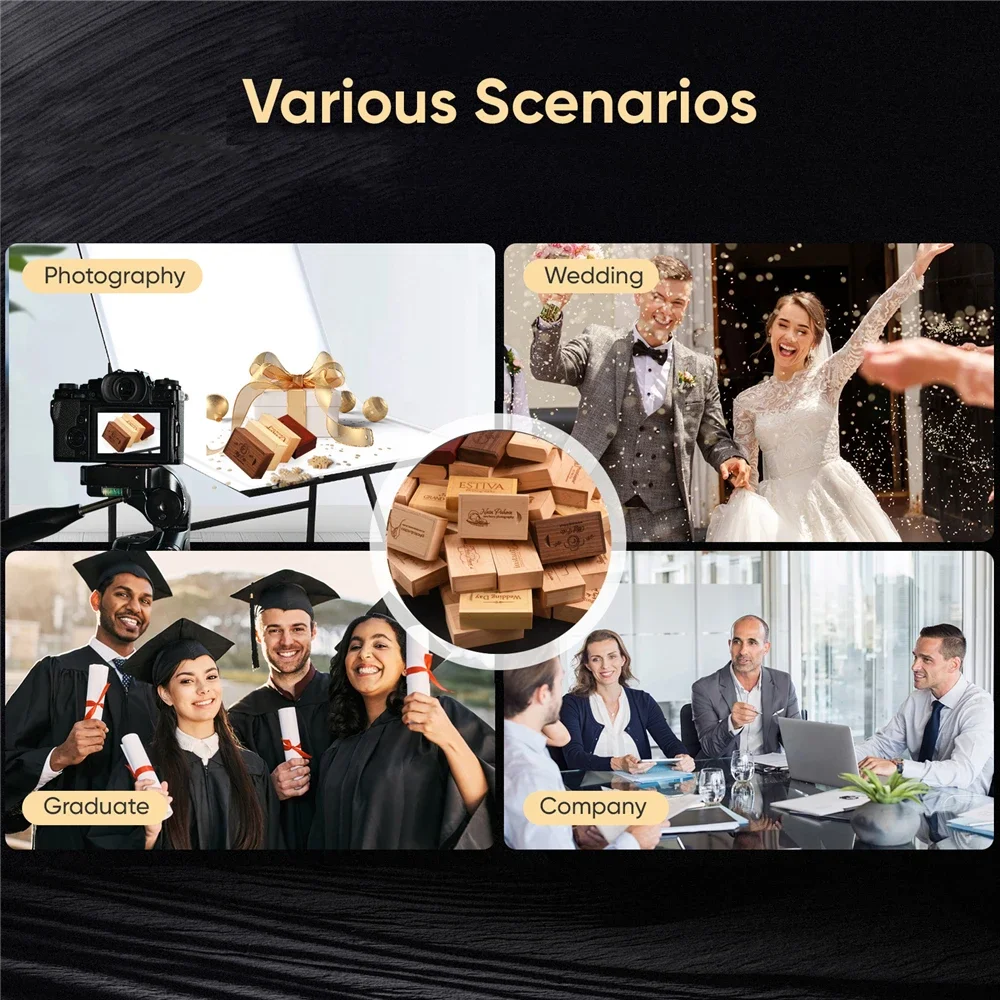 JASTER 1 PCS Free Custom Logo Wooden USB 3.0 Box Pen Drive 4GB 8G 16G 32GB 64G USB Flash Drive Photography Wedding Gifts