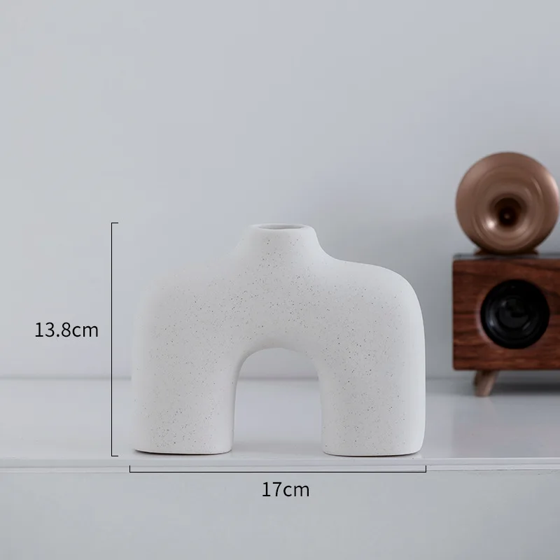 Vegetable Fired Vase Geometric Abstract Hollowing Out Ceramic Handicraft Ornaments Flower Vase Room Decoration Accessories
