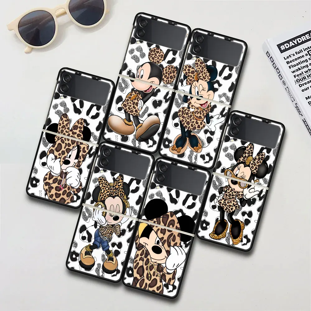 Minnie Mouse Anime Case for Samsung Galaxy Z Flip4 Flip3 Hard PC Phone Cover Flip 4 3 5G Black Folding Funda Zflip4 Zflip3 Shell