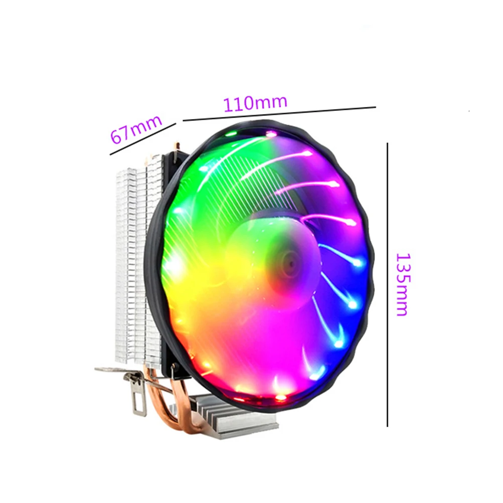 

Radiator Fan Colorful Light CPU Cooler Low Noise Pin Interface Ultra Silent High Speed Computer Cooling Fan Copper Heat