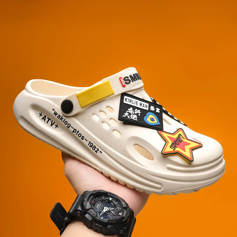 Fashion Mens Summer Clogs Sandals Beach Slippers DIY Accessories Design Shoes Young Men's Boys Casual Sports Sandals Plus Size