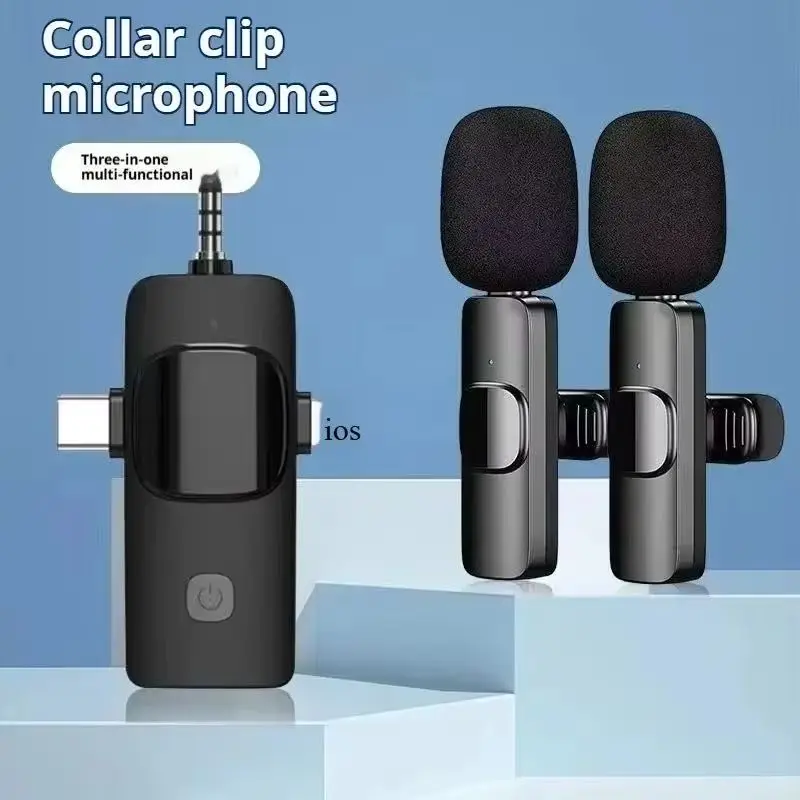Wireless Lavalier Microphone 2.4G Audio Video Recording Noise Cancelling for iPhone iPad Android Xiaomi Samsung Live Game Mic
