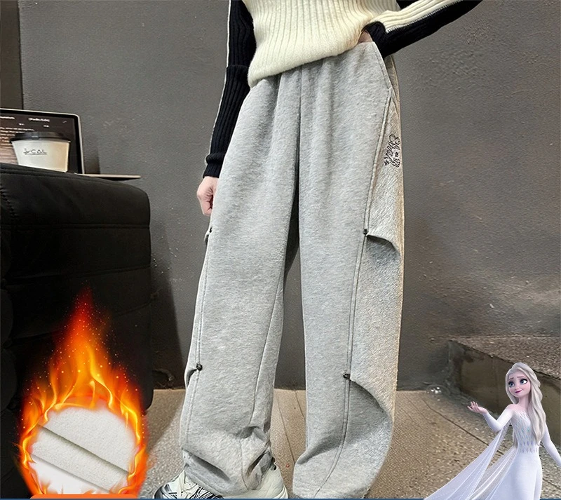 

Зимние брюки на флисовой подкладке для девочек, детские толстые теплые спортивные повседневные брюки