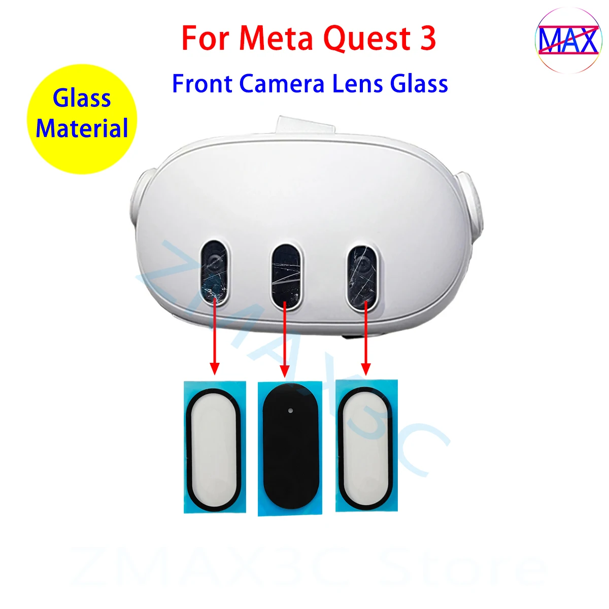 For Meta Quest 3 VR Headset Camera Lens Glass Replacement for Oculus Quest 3 Front Camera Depth Sensor Glass Repair Accessory