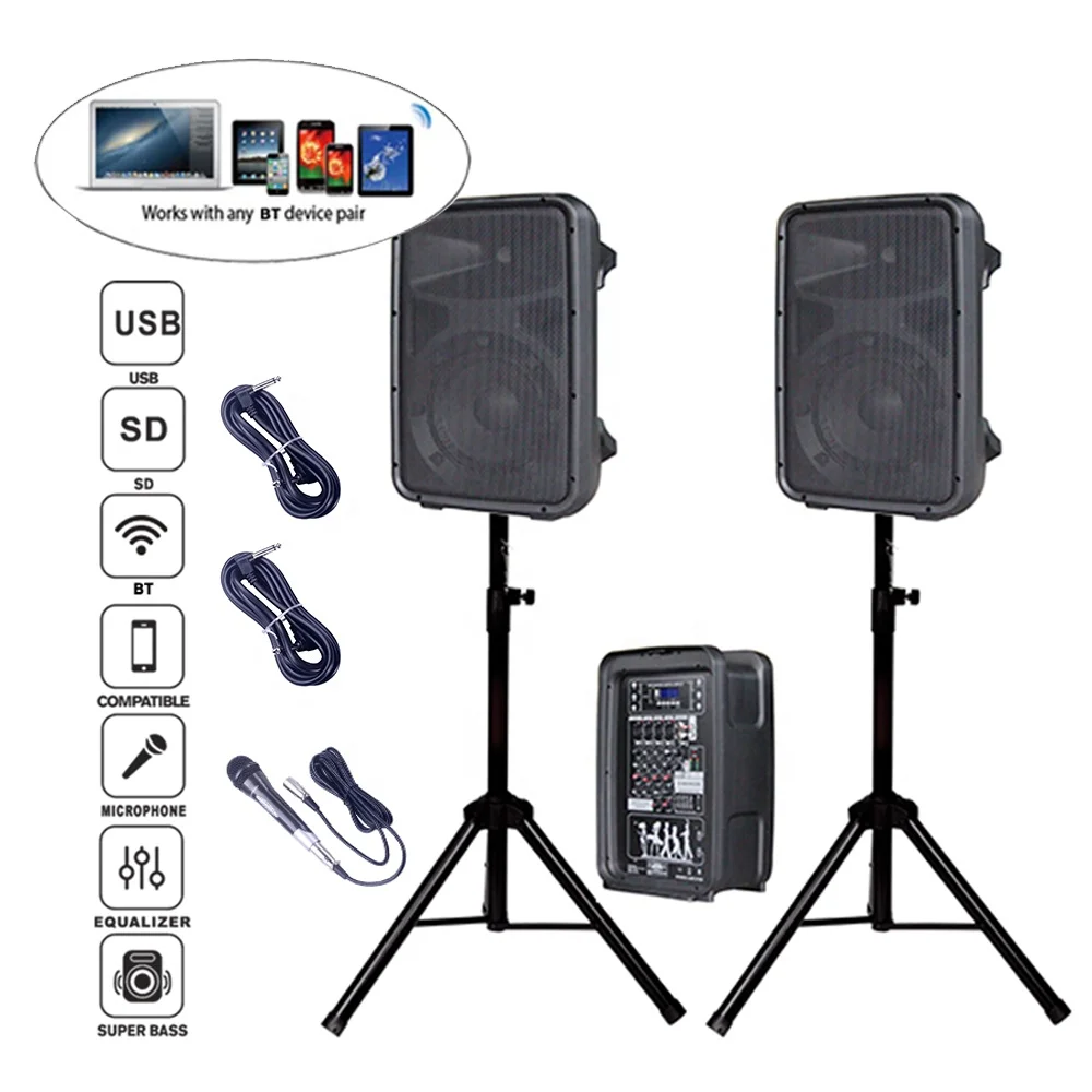 800W 4 Channel Professional Audio Powered Mixer Combo 2x8
