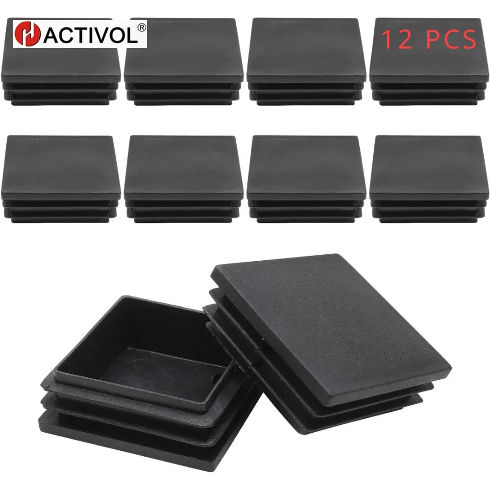 

12Pcs Plastic Square Plugs Black Tubing End Cap Inserts for Metal Tubing and Fences, Anti-Scratch Custom Plastic End Caps