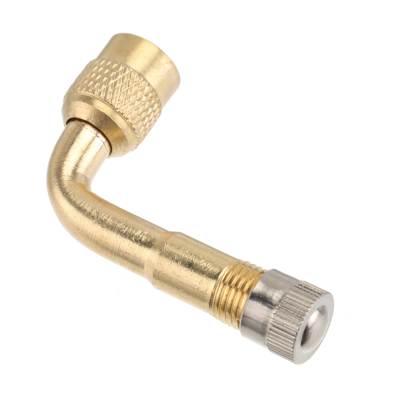 

Brass Tire Valve Extension Adapter for Cars Trucks Motorcycles 90 Degree Bend Core Golden Fits All Standard Valves Tyre