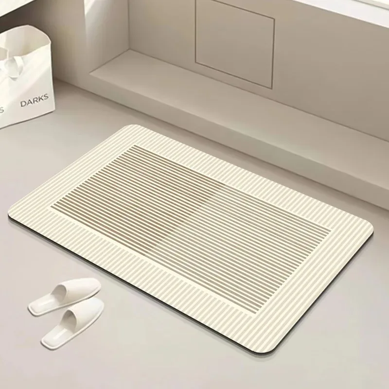 Simplicity Lines Diatom Mud Bath Mat Bathroom Super Absorbent Foot Mats Non Slip Quick Dry Toilet Area Carpet Shower Room Rugs