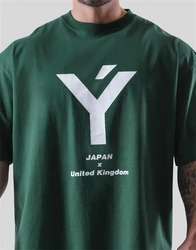 Green Summer Oversize Gym Accessories Fitness Sports Men's Short Sleeve T-shirt Fashion Casual Cotton Loose Elasticity Tees Tops